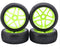 Green 4pcs RC 1:8 Off-Road Rubber Tyre Tires & Plastic Wheel Rim 17mm Hex Wheels and Tires for HSP Kyosho Redcat Tamiya Buggy...