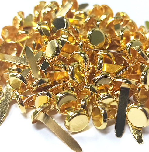 100 Pcs Brass Paper Fasteners, 8x17mm Plated Mini Brads for Scrapbooking Crafts DIY Projects (Gold)...