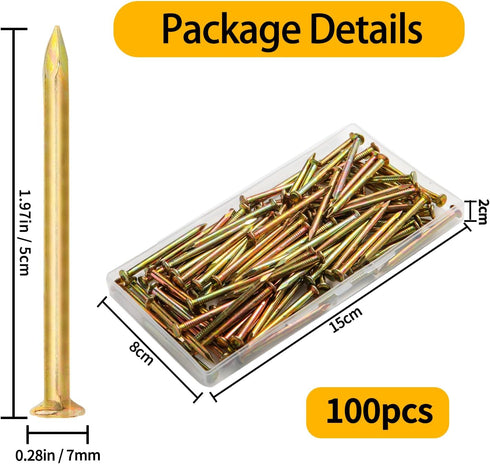150pcs Gold Hardware Nails, 2.16 Inches Brass Plated Nails, Wall Nails for Hanging, Wood Nails, Roofing Nails, Long Nails, Wall Nails...