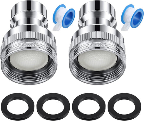 Dreyoo 2 Pcs Dishwasher Faucet Adapter, Dishwasher Snap Adapter Connection 15/16-27Male or 55/64-27Famale Chrome (With Filter)...