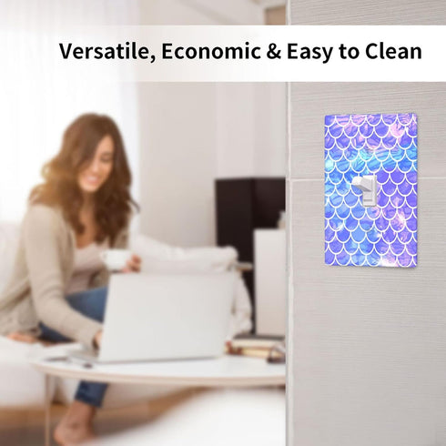 Purple Mermaid Scales Single Toggle Light Switch Plate Cover Decor Wall Plate Cover For Home Bedroom Kitchen Decorative 4.5 * 2.76 Inches Standard...