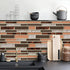 Livebor Brown and Gray Peel and Stick Backsplash Kitchen Wallpaper 11.8inch x 196.8inch Bathroom Wallpaper Kitchen Backsplash Waterproof Contact P...