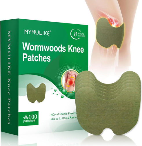 Knee Patches, 100 Count Warming Natural Herbal Plaster Knee Patches, Wormwood Extract Sticker 8 Hours Lasting Reduction Joint Discomfort for Knee,...