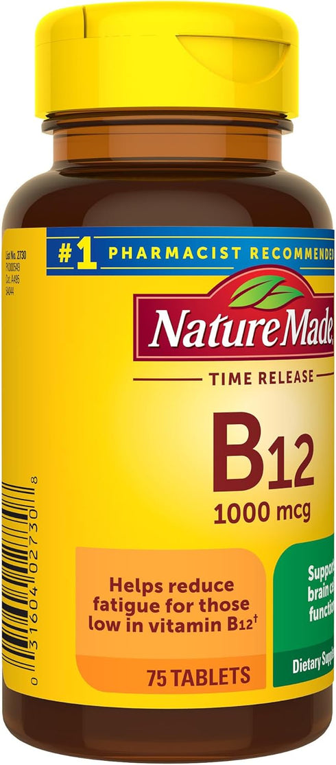 Nature Made Vitamin B12 1000 mcg, Dietary Supplement For Energy Metabolism Support, 75 Time Release Tablets, 75 Day Supply...