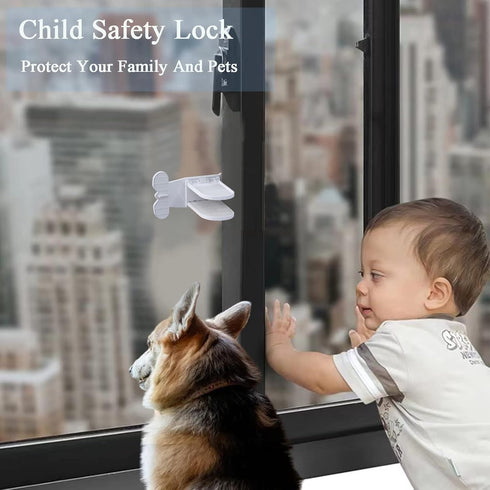 Sliding Door Child Lock,4Pack Sliding Glass Door Child Safety Lock,Window Child Safety Locks,Sliding Door Lock for Child Safety...