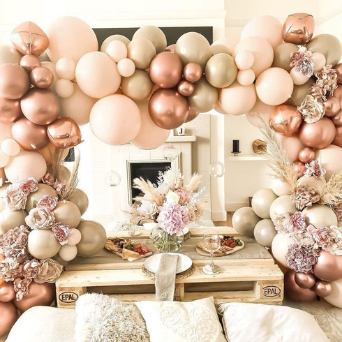 Blush Ivory Balloons Garland Double Stuffed Nude Brown Cream Balloon Pastel Beige Peach Rose Gold Boho Balloons Arch kit for Bridal Engagement Bab...