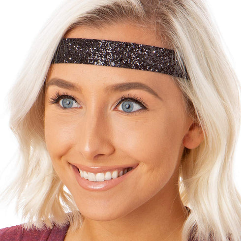 Hipsy Adjustable No Slip Cute Fashion Black Headbands for Women Gift Packs (Black Sparkly Headband 4pk)...