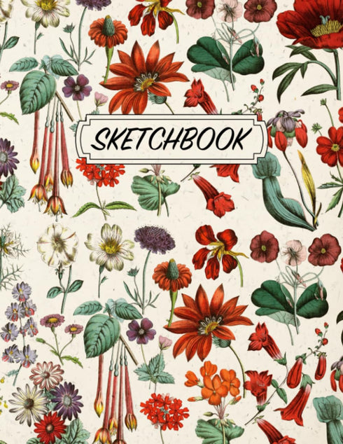 Floral Sketchbook: Large Blank Paper Drawing Notebook for Art, Doodling, and Designing | Aesthetic Botanical Design Sketching Journal for Adults a...