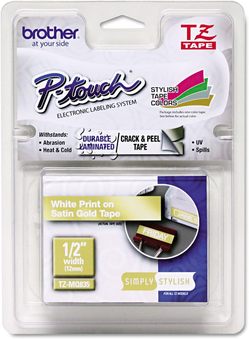Brother PTouch 1/2" Laminated TZe Tape Model TZE-MQ835...