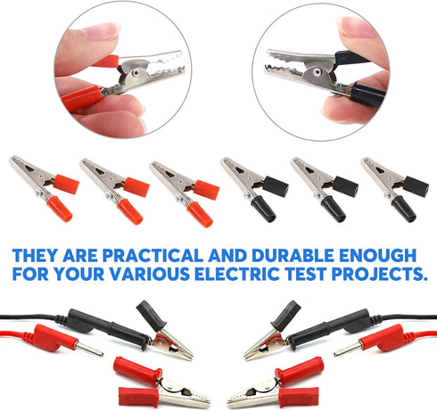 Glarks 60Pcs 53MM Insulated Alligator Clip Clamp Assortment Kit, Red Black Electrical Test Clamps with Plastic Hands for Electrical Testing...