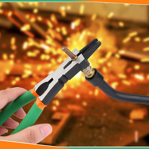 7-Inch MIG Welding Pliers with Wire Cutter Flat Face Hammer Nozzle Cleaner Professional MIG Pliers Multi-Function Welding Tools for Welding, Elect...