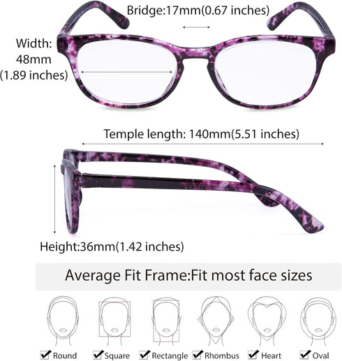 EYEGUARD Reading Glasses 4 Pack Quality Fashion colorful Readers for women...