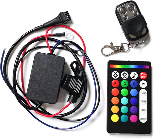18 Kinds of Color Dual Remote RGB Music Controller for Motorcycle LED Accent Strip Light with Brake Function...