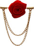 Knighthood Brooch Pin Red Rose with Double Hanging Chain Brooch Suit Stud Lapel Pin...