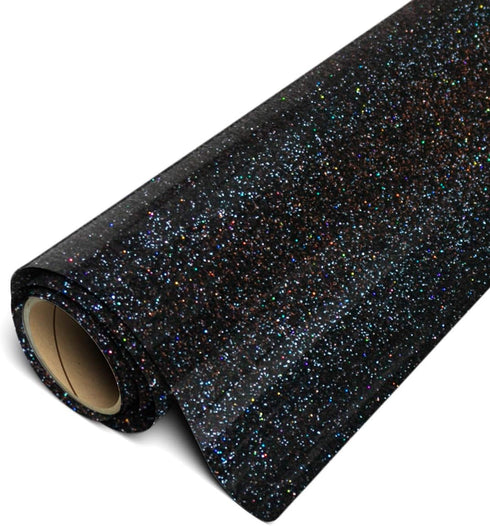 Siser Glitter HTV 11.8"x5ft Roll - Iron on Heat Transfer Vinyl (Galaxy Black)...