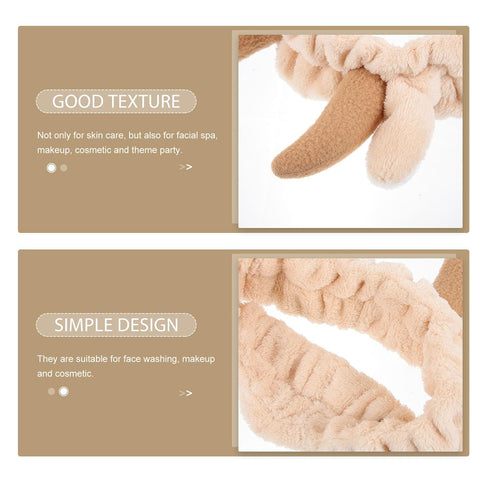 FRCOLOR Animal Spa Headband 2Pcs Cow Headband Skincare Soft Plush Hairband for Makeup Face Wash Cosmetic Shower Elasticity Cow Makeup Headband for...