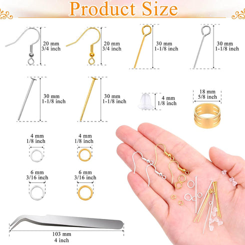 Hypoallergenic Earring Making Kit, modacraft 2000Pcs Earring Making Supplies Kit with Hypoallergenic Hooks, Earring Findings, Backs, Pins Jump Rin...