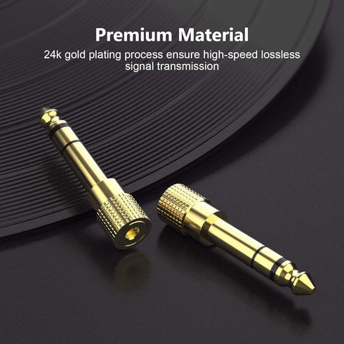 6.35mm (1/4 inch) Male to 3.5mm (1/8 inch) Female Stereo Audio Adapter Converter for Guitar Headphones Amp, Gold Plated 4 Pack...