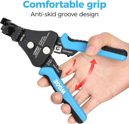 WGGE Automatic Heavy Duty Wire Stripper/Wire Cutter, 3 IN 1 Adjustable Wire Stripper Tool for 8-18 AWG Solid and Stranded Electrical Wire | 10-22 ...
