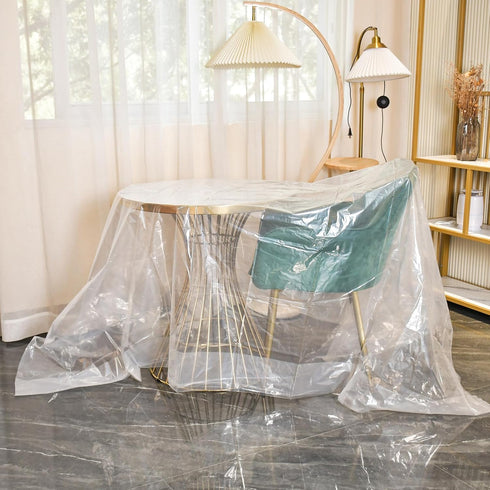 2-Pack Plastic Chair Cover for Storage Waterproof Dust-Proof Armchair Cover Sofa Bag 46-inch by 76-inch Clear...