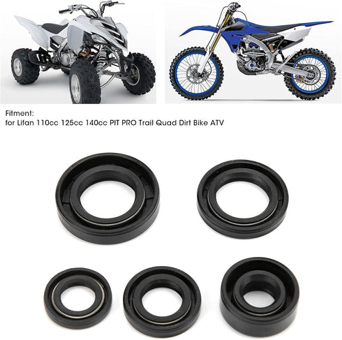 Engine Oil Seal Set, 5Pcs / Set Steel Alloy Engine Oil Seal Set Kit Accessory Replacement Fit for 110cc 125cc 140cc PIT PRO Trail Quad Dirt Bike A...