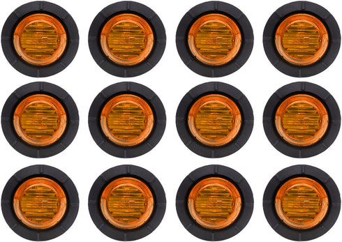 12 Pcs TMH 1-1/4 Inch Mount Amber LENS & Amber LED Clearance Markers, side marker lights, led marker lights, led side marker lights, led trailer m...