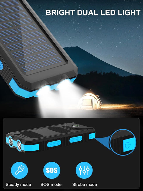 Solar Charger,38800mAh Portable Solar Power Bank,Waterproof External Backup Battery Power Pack Charger with USB C/LED Flashlights Compatible with ...