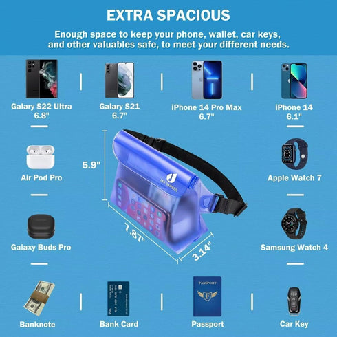 Waterproof Pouch with Waist Strap (3 Pack),Beach Accessories Best Way to Keep Your Phone and Valuables Safe and Dry - Black+Gray+Blue...