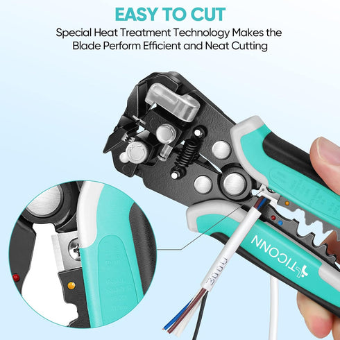 TICONN Automatic Wire Stripper Tool, 3 in 1 Wire Cutters Crimper Pliers Electrician Tools for 24–10 AWG Wire Stripping, Cutting and Crimping (Blue...