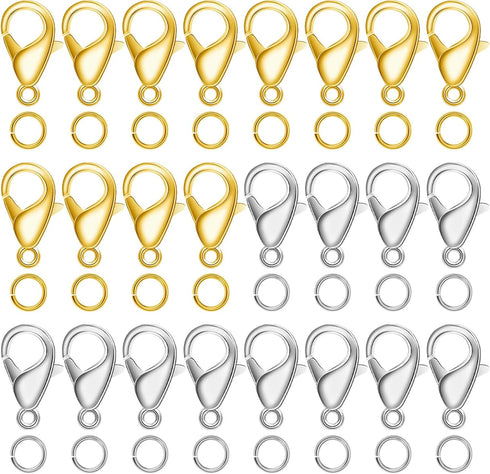 300 pcs Lobster Clasps and Open Jump Rings Set, Jewelry Clasps Lobster Claw Clasps for Jewelry Making Findings&Bracelets Stocking Stuffers Christm...