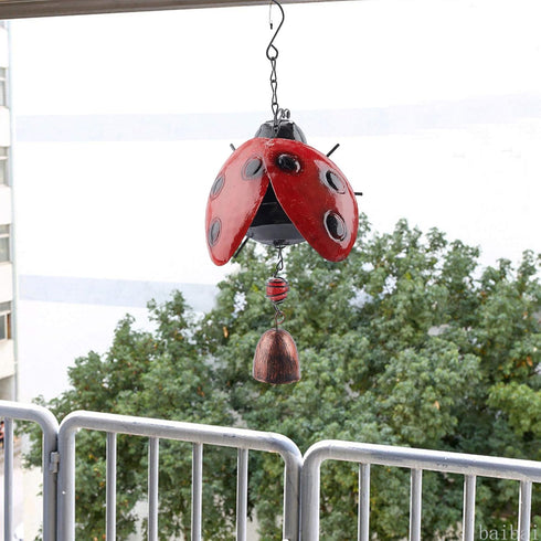 GORGECRAFT Metal Ladybug Wind Chime Lucky Wind Bell Rustic Home Ornaments for Garden Yard Patio Indoor Outdoor Hanging Decoration...