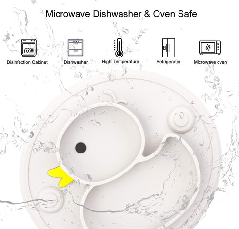 Baby Plate Silicone Toddler Plates Suction Placemat Divided Dishes for Kids and Infants One-Piece Strong Suction, BPA Free, Microwave Dishwasher S...