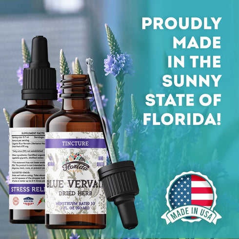Blue Vervain Herb Organic Extract – Organic Blue Vervain Herb – Natural Vervain Supplement for Men & Women – Made in USA - 2 oz...