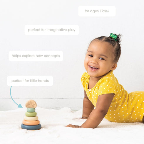 Pearhead Wooden Stacking Rainbow Toy, Baby and Toddler Ages 12+ Months Montessori Toy, Interactive Stackable Rings Learning Toy, Baby Girl or Baby...