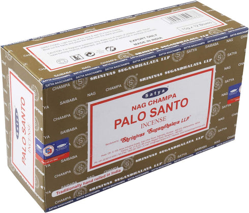 Satya Nag Champa - Palo Santo Incense Sticks | 12 Packs X 15 Grams | Box Of 180 Grams | Export Quality...