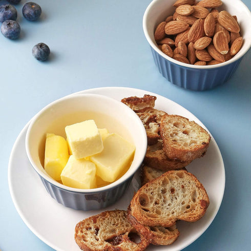 LIFVER 6 oz Porcelain Ramekins Bowls for Souffle, Creme Brulee, Classic Style Ramekins for Baking Oven Safe, Set of 6, Airy Blue...
