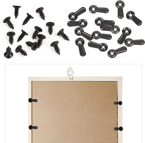 300 Picture Turn Button Fasteners Photo Frame Hardware and 300 Screws for Craft, Hanging, Drawing, Black...