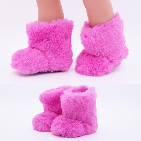 6 Pairs 18 inch Doll Shoes Hot Pink Set Boots Slippers Sandal Fits for American Dolls Shoes for 18 inch Dolls Accessories...