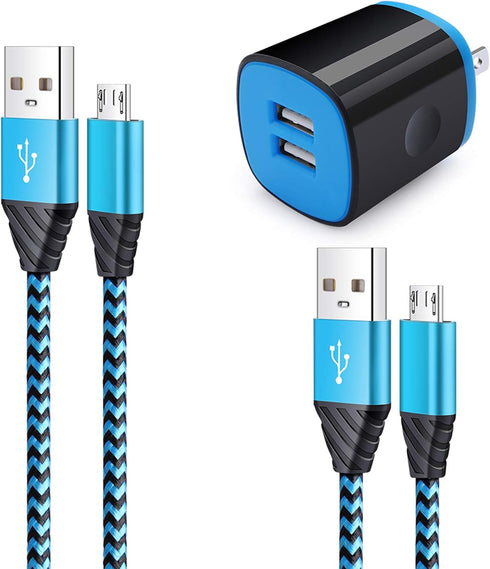 Wall Charger Adapter, Android Phone Charger Cable 2 Pack Compatible for Samsung Galaxy J8 J7 J6 J5 J4 J3 J2 J1, J7V/7 Sky Pro/Crown/Prime/Sky Pro/...