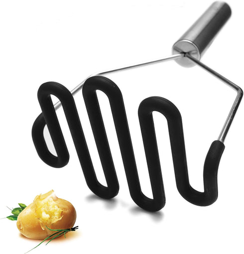 Jell-Cell Potato Masher - Silicone Protect Body with Premuim Stainless Steel Non-Scratch Cookware for Smooth Mashed Potato Vegetables and Fruits C...