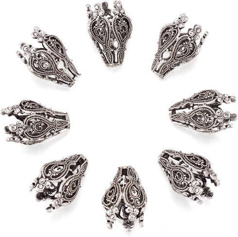 Pandahall 10pcs Antique Silver Hollow Flower Bead Caps 5-Petal Brass Flower Beads Cone 0.59x0.78 Inch for DIY Earring Necklace Jewelry Making...