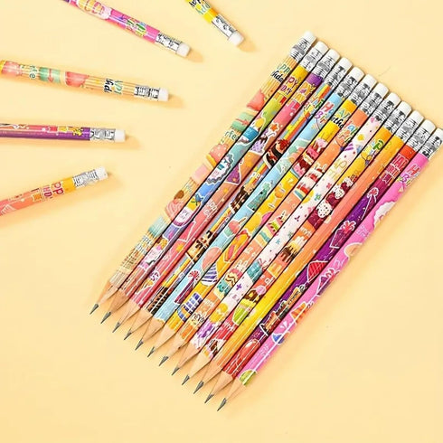 100 pieces Happy Birthday Pencils Colorful Printed Birthday Pencils With Top Erasers Perfect For Teachers Classrooms Reward Birthday Party Kids Gi...