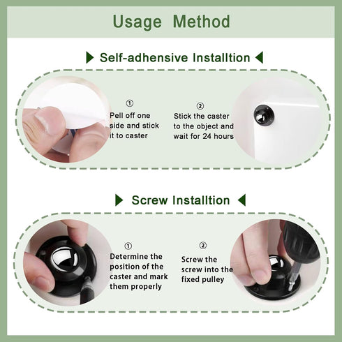 1 Inch Small Caster Wheels for Furniture, Self Adhesive Caster Wheels, 360° Swivel Wheels, 28 LBS Load Capacity Per Wheel, Low Profile Wheels for ...