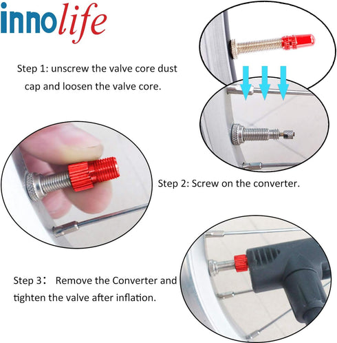 Aluminum Presta to Schrader Converter Car Valve Adapter Bicycle Bike Tube Pump Air Compressor Tools (Yellow)...
