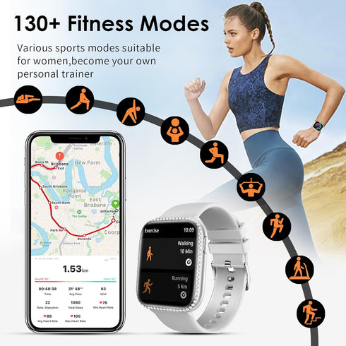 Smart Watch for Women, 1.75" AMOLED Fitness Tracker for Android iOS, Answer/Make Call with Heart Rate Sleep Monitor 130+ Sports Mode, IP68 Waterpr...