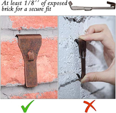 Ripeng 16 Pieces Brick Wall Clips and Hooks for Hanging Outdoors No Drill, Brick Hangers Fit 2-1/4 to 2-3/8 Inch Hooks to Hang Wall Decor, Picture...