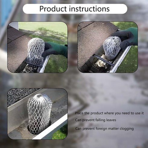 4 Pcs Gutter Downspout Guards 3.5 Inch Aluminum Leaf Filter Strainer Expandable Gutter Downspout Protector for Preventing Blockage Leaves Debris...
