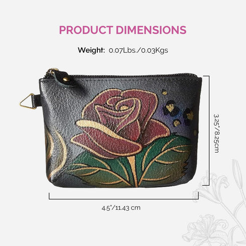 Anna by Anuschka Women's Hand Painted Leather Coin Pouch Purse...