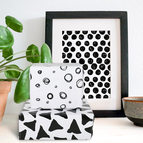 AnyDesign 12 Sheet Black White Wrapping Paper Minimalist Gift Wrap Paper Bulk Geometric Stripes Dots Art Craft Paper for Birthday Graduation DIY C...