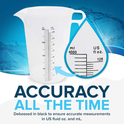 Measuring Pitcher, Plastic, Multipurpose - Great for Chemicals, Oil, Pool and Lawn - Ounce (oz) and Milliliter (mL) Increments, Bundle with ACCUTE...
